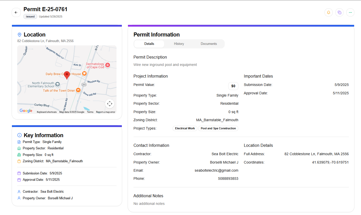 Permit Detail View Screenshot